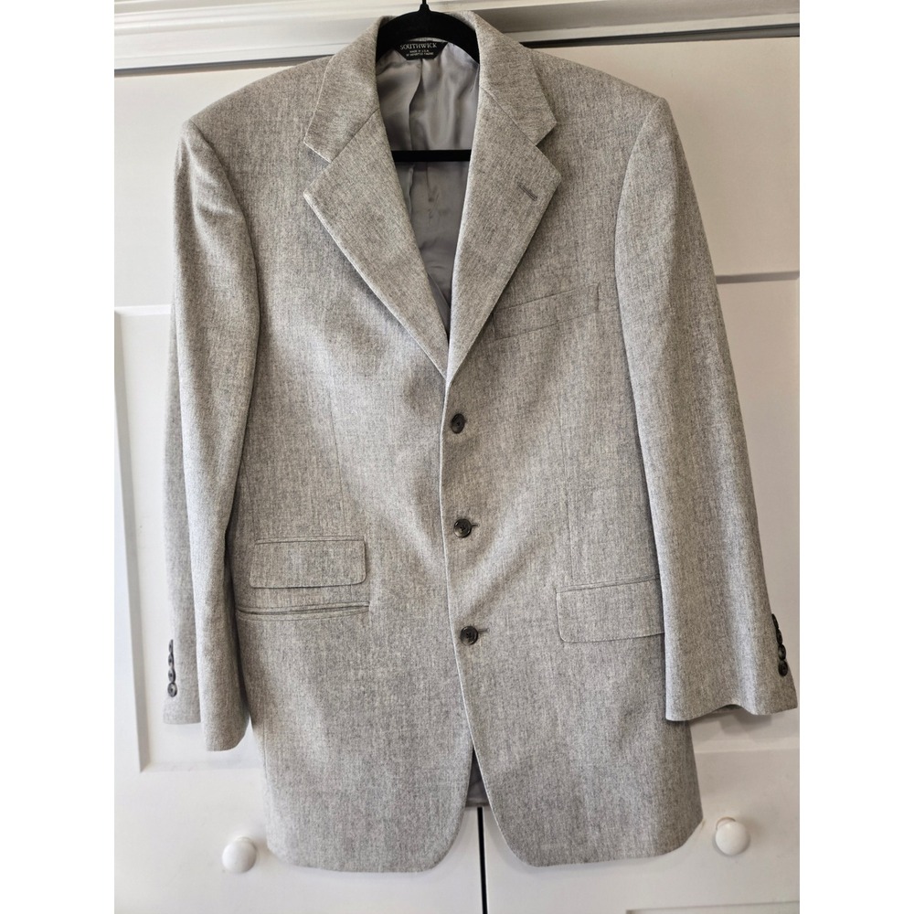 Southwick Mens Light Grey 3 Button Blazer Sport Coat Made in USA Size 40R 41R